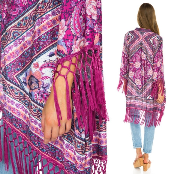 New arnhem azalea kimono robe pink XS/S tassel NWT - Picture 6 of 16